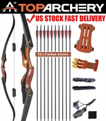60″ Archery Wooden Takedown Recurve Bow and Arrow Kit for Adult Outdoor Hunting