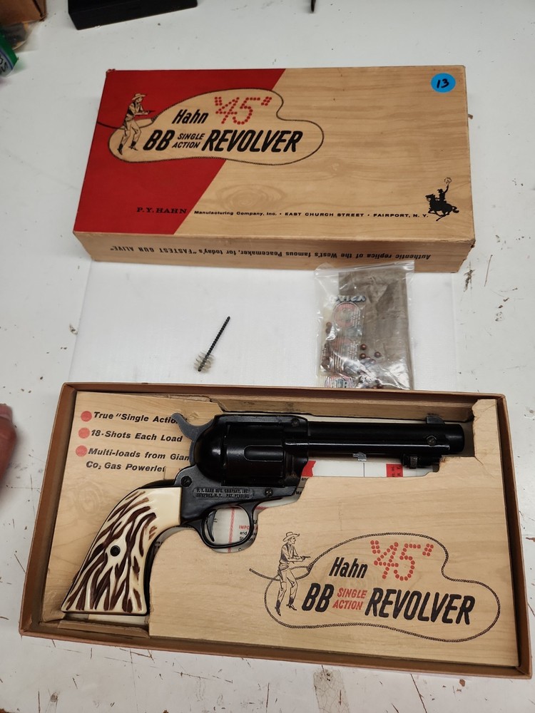 EARLY Hahn Model 45 Single-Action BB Revolver CO2 Air Pistol in Original Box 87