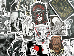 50 Gothic Black and White Cool Laptop Stickers Dark Skull Tattoo Goth Decals