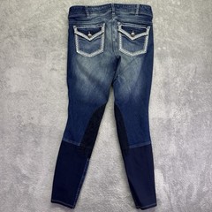 Ariat Women’s Denim Breech Size 28L Knee Patch Rider Pants Indigo Embroidered