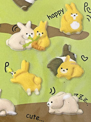 Cute Sweet Happy Teeny Tiny Bunny Rabbit Puffy Foam Stickers 54 In Pack