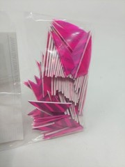 100pk Gateway Feathers 2″ Right Wing: Rayzr Faux Barred Pink 200RRBFP-100