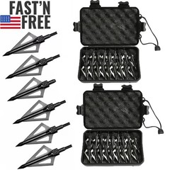 64Pcs Archery Broadheads 3Blade 100Grain Hunting Crossbow Compound Bow Arrow Tip