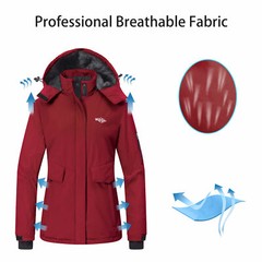 Wantdo Women’s Ski Jacket Waterproof Winter Coat Windproof Warm Fleece Raincoat