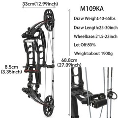 Compound Bow Dual-use Short Axis 40-65lbs Steel Ball Arrow Hunting Fishing RH LH