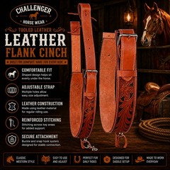 Challenger Western Floral Tooled Leather Rear Flank Back Cinch w/ Billets 9776