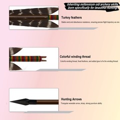 1 Dozen Hunting 33″ Recurve Bow Arrow Traditional Handmade Bamboo Arrows