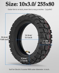 10×3 255×80 80/65-6 Off-road Rubber Outer Tire & Inner Tube Fit for Nanrobot …