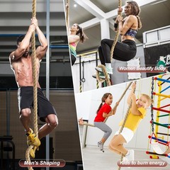 Climbing Rope Gym Exercise Ropes – 1.5 Inch Diameter 10FT 15FT 20FT 25FT 30FT 35