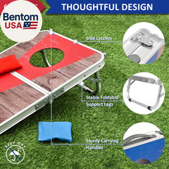 Portable Cornhole Board Set,24X16 / 30×20In Corn Hole Games for Adults with 8 Be