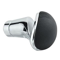 Alloy Gear Stick Shifter Knob Leather Covered Silver with black leather covered