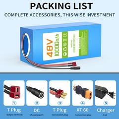 48V10Ah Lithium Battery with 30A BMS, for 100-1000W motor