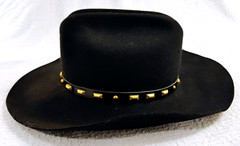 ⚫ Western Style Eddy Bros Cowboy Hat 100% Wool Felt Black Leather Band 6 3/4″