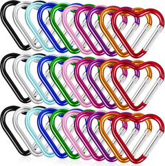 30pcs Heart Carabiner Clip, Alloy Heart Shape Hanging Keychain Clip, Cute Alumin