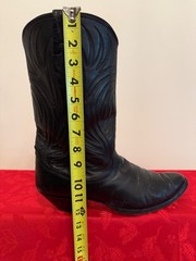 Nocona Vintage Black Leather Cowboy Boots Mens Style 4701 Sz 12