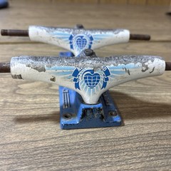 Thunder Skateboard Trucks Blue White Grenade Heart 7.75” Used VTG