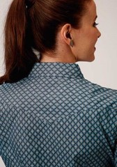 Roper Women’s TEAL & GRAY AZTEC GEO WESTERN SHIRT w/ Snaps Size S M L 1X 2X 3X
