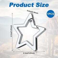 Star Shaped Carabiner, Carabiner Clip for 1.61×1.61×0.16 inch, silver