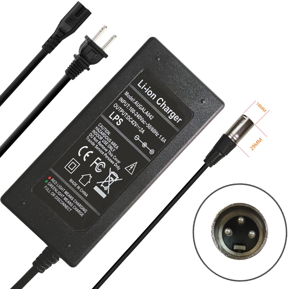 42V charger microphone XLR for 36V Lithium Li-ion electric bicycle ebike battery
