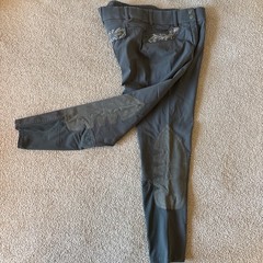 Ariat Pro Series Olympia Equestrian Breeches Womens 30×25 Grey Knee Patch