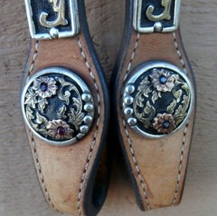 Beautiful Cowperson Tack Studded Silver Brass Copper Red Stones Horse Headstall