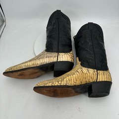 Dan Post Men Size 9D Brown Snake Skin Pull On Western Cowboy Boot