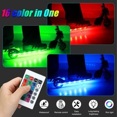 Waybelive LED Scooter Deck Light, Skateboard Light Remote Control, 16 purple