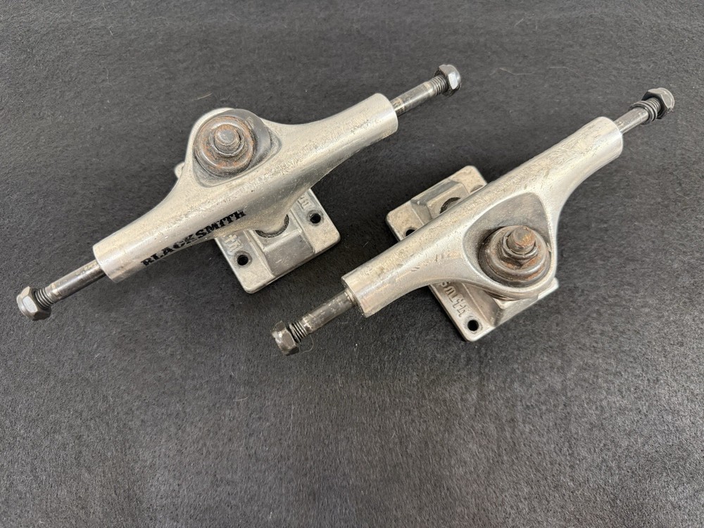 Vintage Blacksmith Skateboard Trucks Pair 8” Axle Old School Silver Skate Trucks