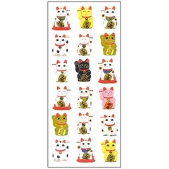 Japanese Gold Foil Sticker Set 4 Sheets Maneki Neko Mt Fuji Daruma Travel
