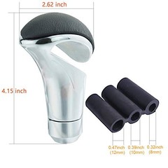 Alloy Gear Stick Shifter Knob Leather Covered Silver with black leather covered