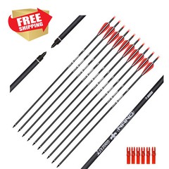 26-30 inch Carbon Arrows for Compound Recurve Bow Archery Target Hunting 6/12PCS