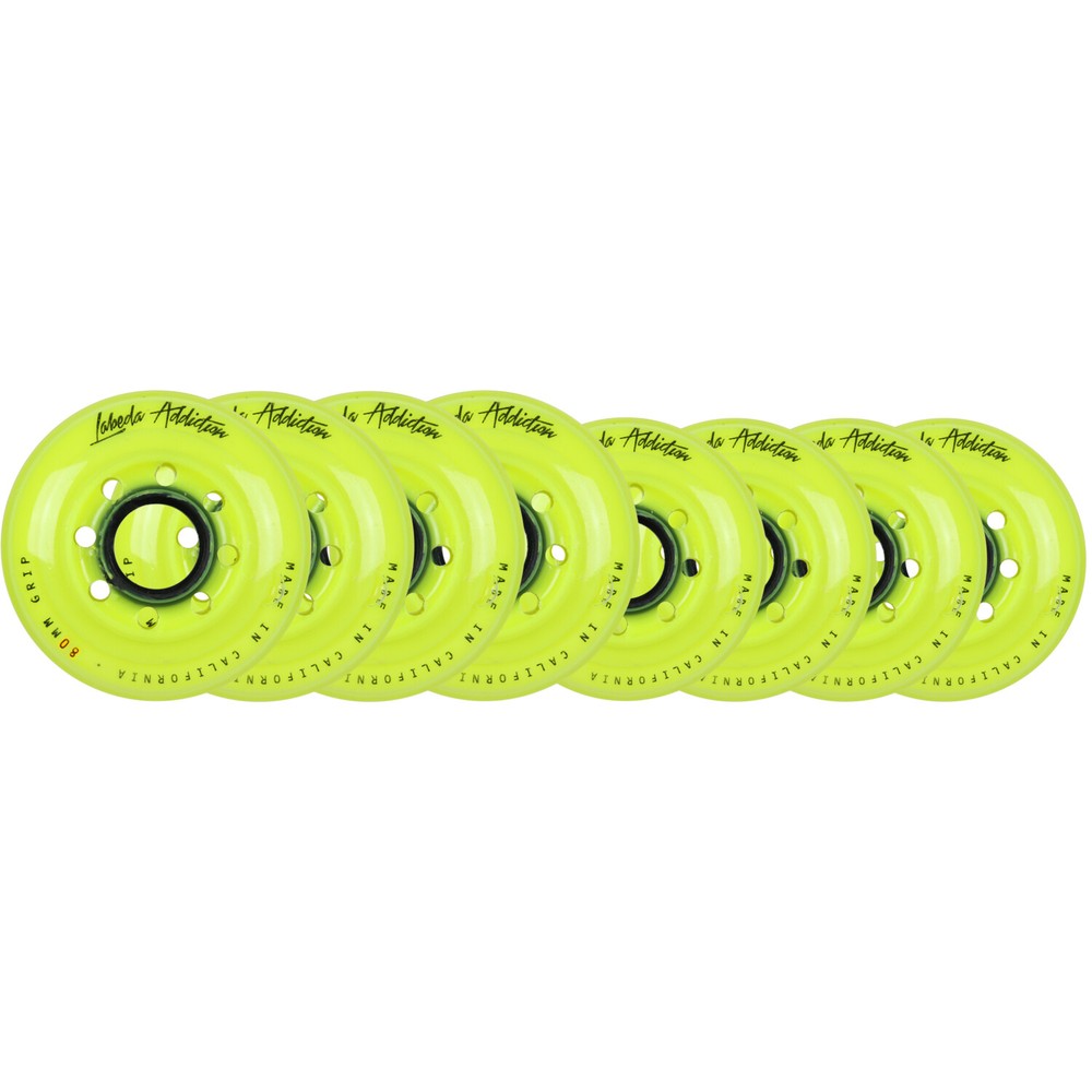 LABEDA Wheels 80mm /76mm HILO Set ADDICTION YELLOW Inline Indoor Roller Hockey