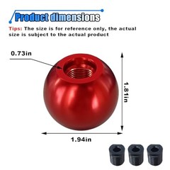 BDZMC Car Round Ball Gear Shift Knob, Aluminum Alloy Gear Shift Stick Head Red