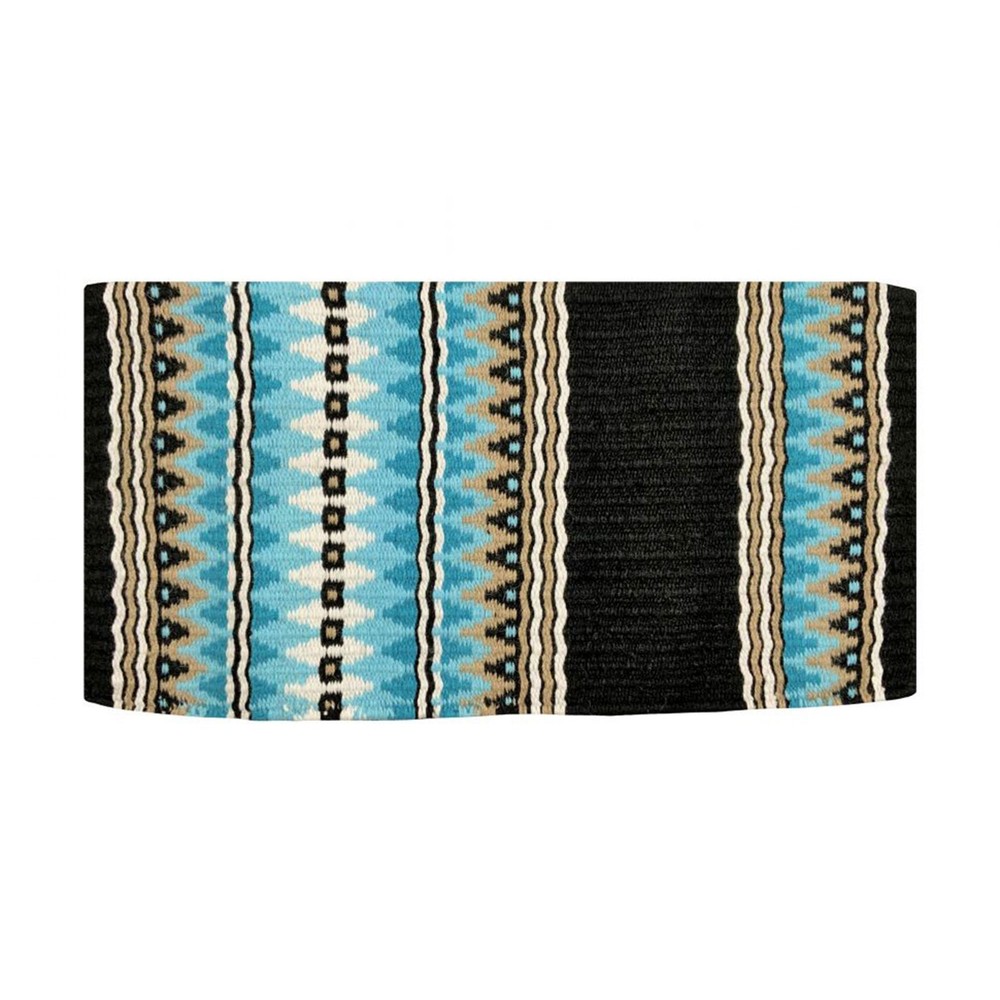 36″ x 34″ Wool Saddle Blanket – Teal, Black and Tan