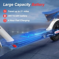 AOVOPRO White 350W 8.5′ Foldable Electric Scooter for Adults & Teens 21Miles