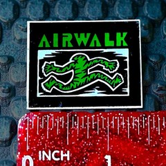 Vintage 1980’s Airwalk Logo Sticker Featuring Green «Running Man» Graphic