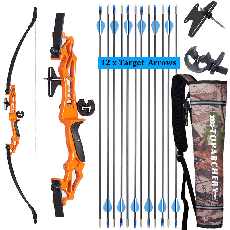 Archery 54″ Recurve Bow / Arrows / Bag for Adult Beginner Hunting Target 20-55lb