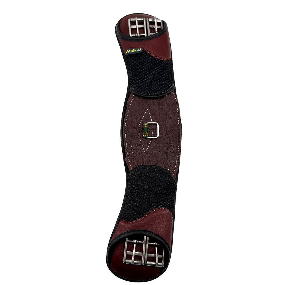 Devoucoux Dressage Girth 50cm 20″ Leather Elastic Ends Black Brown Unused