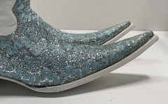 El General Pointed Toe Blue Silver Glitter Western Cowboy Boots Size 10.5