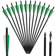12X Archery 20″ Hunting Crossbow Bolts Carbon Arrows Half Moon Nock OD 8.8mm USA