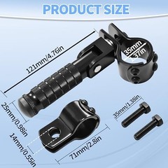M8 Anti-Skid CNC Universal Motorcycle Foot Pegs Degree Foldable Footpegs Black