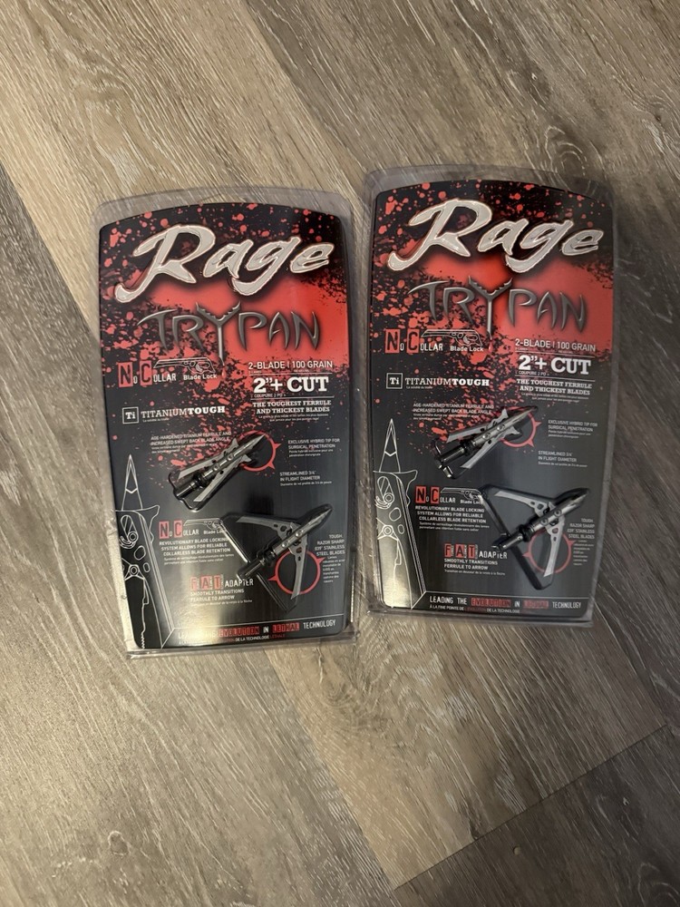 Rage Trypan NC 2-Blade Broadheads 100 Grain 2+ Cut 2-Pack Compound Bow