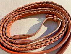 54″ Full Horse English Braided Leather Reins, Made in England, Color: Oak Bark