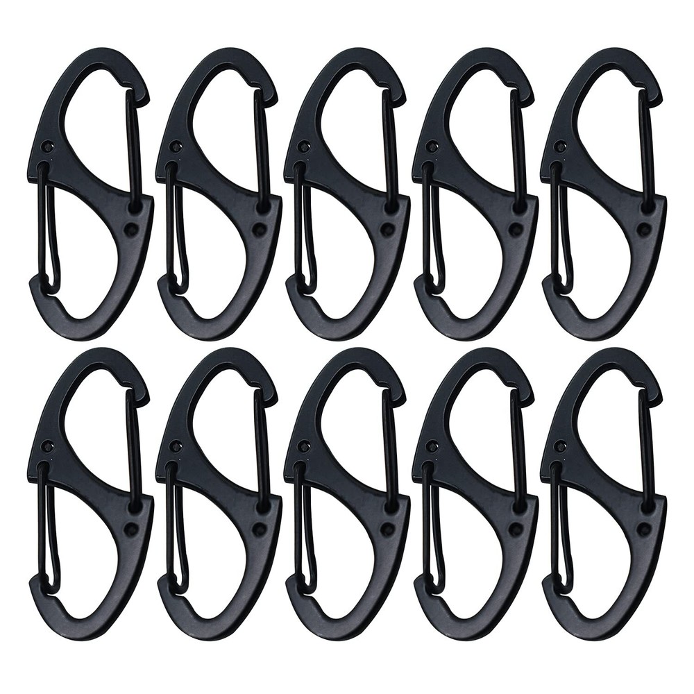 10 Pack 1.6 Inch Small Carabiner Clips Metal Double Sided Spring Gate Snap Hooks