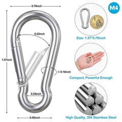 Multi-Purpose Stainless Steel Carabiners – 1.57 Inch Clips for Hiking & Camping