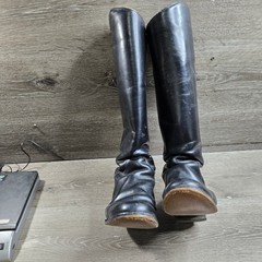 Dehner Custom Equestrian Riding Tall Boots Mens Black Leather Vintage Size 17″