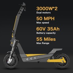 Electric Scooter 6000W Dual Motor 60V 35Ah 50MPH Foldable E-Scooter NFC Unlock