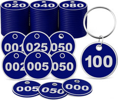 Metal Key Tags 1-100 – Durable Alloy Steel Numbered Tags in Blue Sequential R…