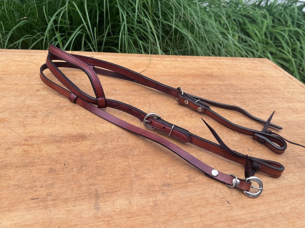 Hereford Tex Tan Fixed One Ear Western Horse Headstall w Throat Latch