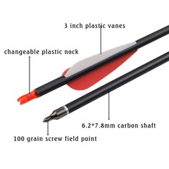 Mixed Carbon Arrow Archery Target Hunting Practice Arrows 26″ 28″ 30″ for Shoot